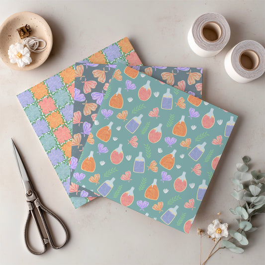 Enchanted Whimsy Digital Paper Pack | Moths, Potions & Botanicals | Magical Scrapbook Backgrounds | Commercial & Personal