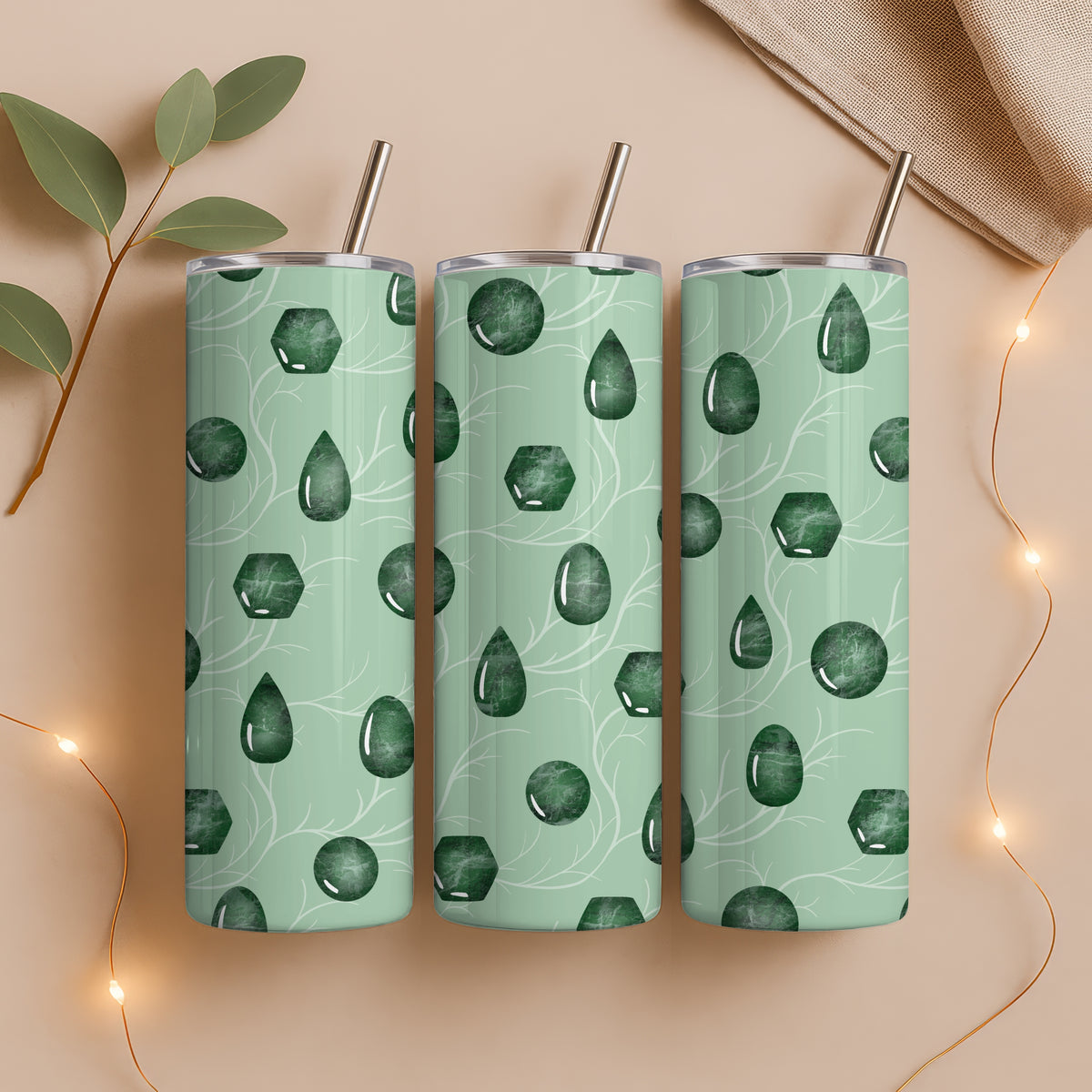 Witchy Mystic Tumbler Wrap | Gemstones Design | 9.25”x8.20” PNG Digital Download