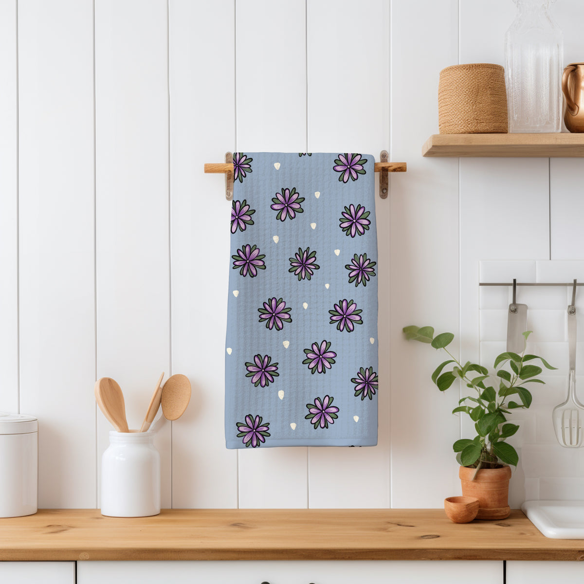 Mystic Witchy Floral Seamless Pattern Blue | Doodle Flower Digital Design | 12x12โ PNG 300 DPI | Commercial Use Pattern