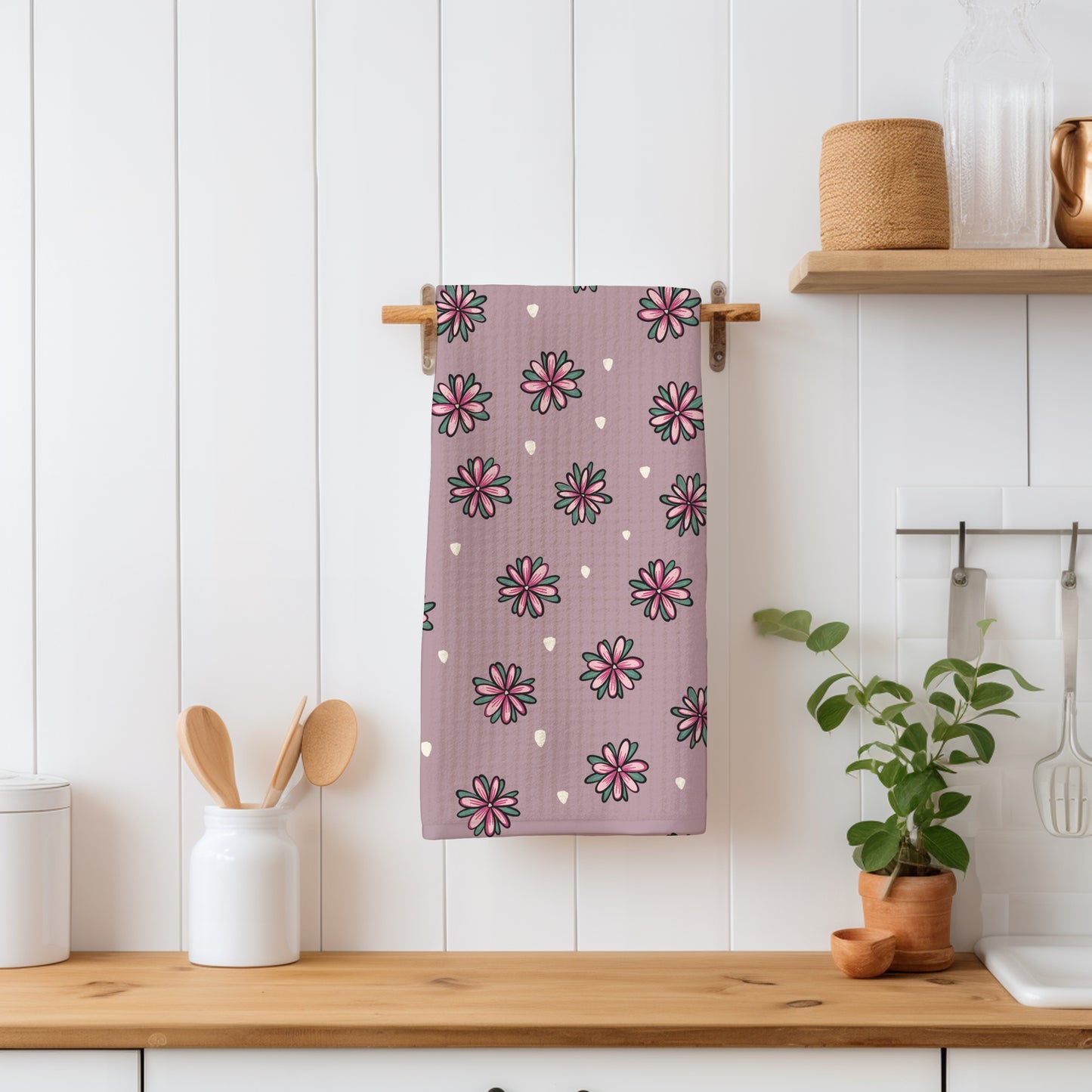 Mystic Witchy Floral Seamless Pattern Pink | Doodle Flower Digital Design | 12x12โ PNG 300 DPI | Commercial Use Pattern
