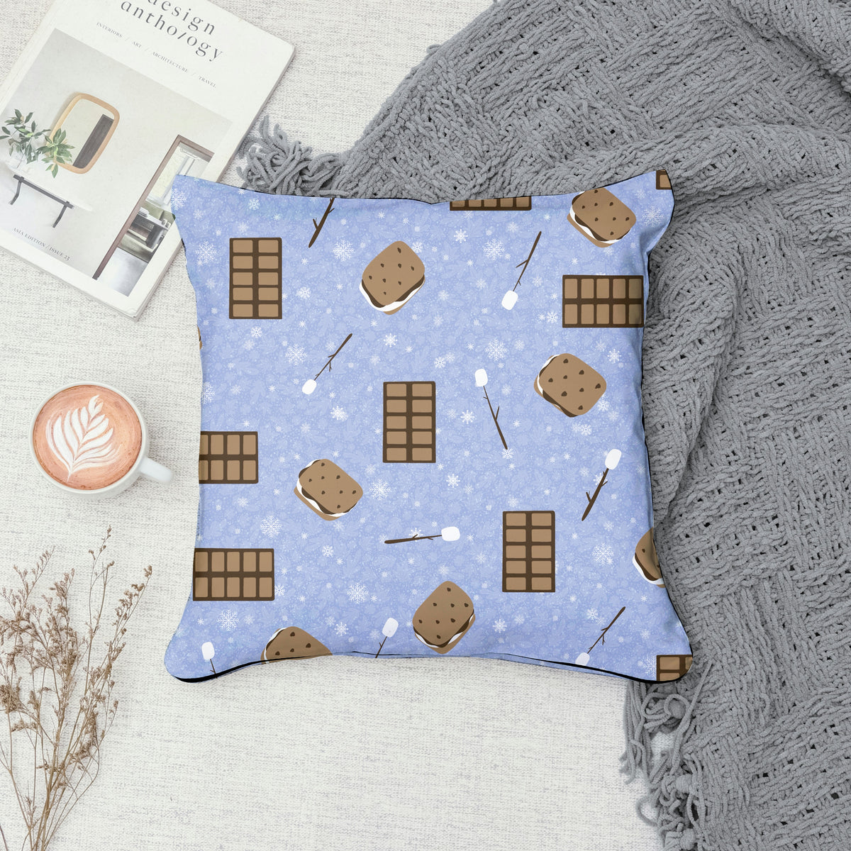 S’mores Seamless Pattern Purple | Campfire Treats PNG 12x12 | Cozy Dessert Design | Commercial Use