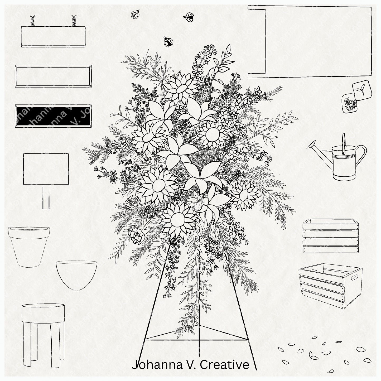 Flower Stall Builder Procreate Stamp Kit