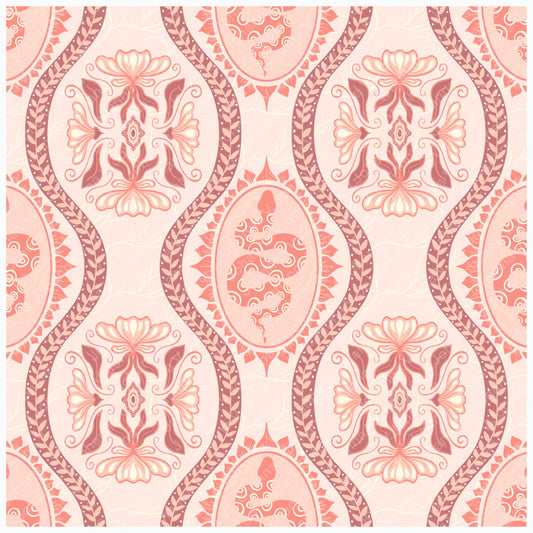 Desert Serpent Seamless Pattern – Boho Snake & Ornamental Print in Blush Pink | Commercial Use Surface Design