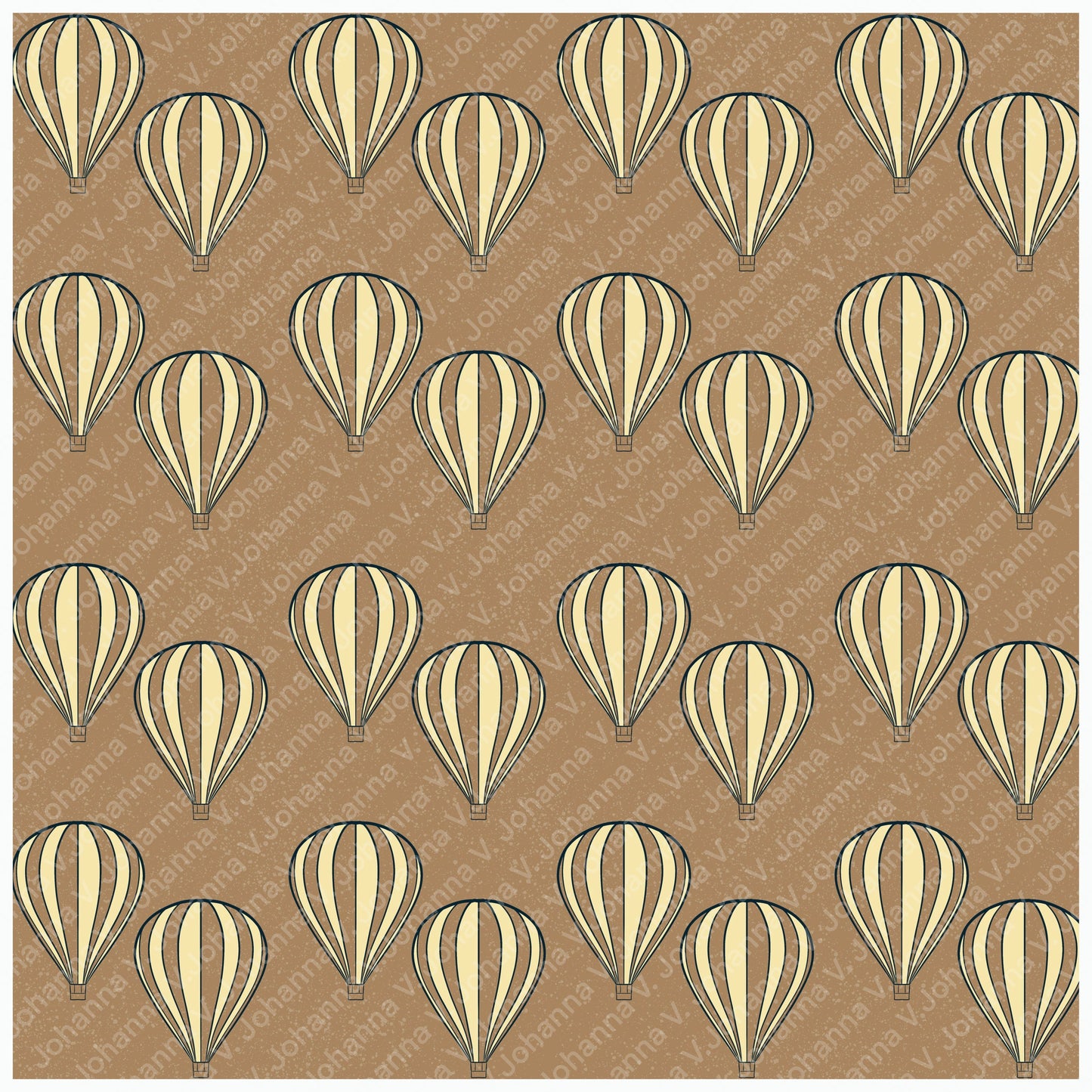 Vintage Hot Air Balloon Seamless Pattern PNG, Warm Neutral Balloon Print 12x12, Earth Tone Sky Pattern, Retro Travel Design, Commercial Use