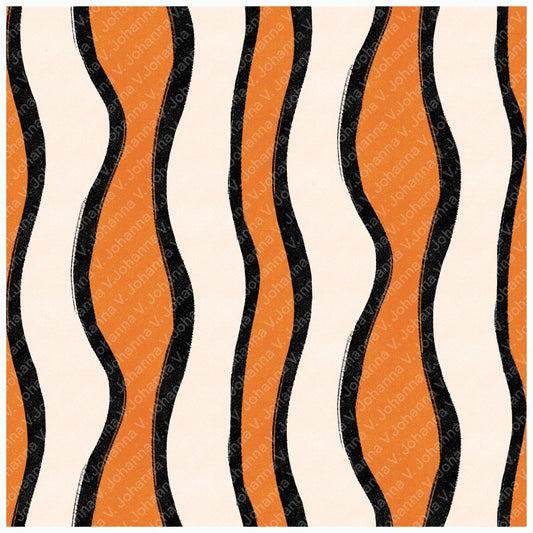 Clownfish Waves | Hand-Drawn Retro Wavy Stripe Seamless Pattern