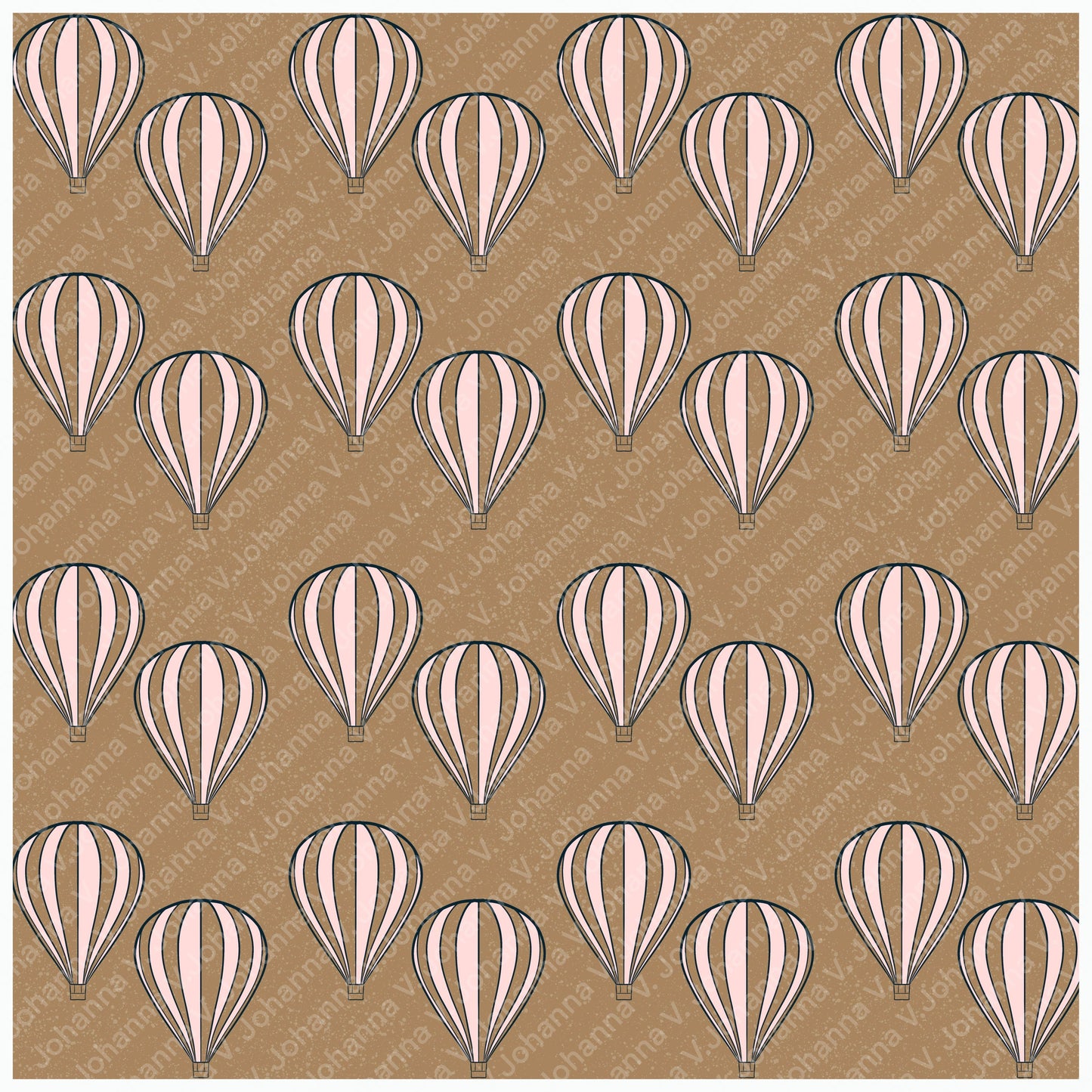 Hot Air Balloon Seamless Pattern PNG, Blush Neutral Balloon Print 12x12, Soft Vintage Sky Design, Retro Travel Pattern, Commercial Use