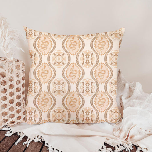 Desert Serpent Seamless Pattern – Boho Snake & Ornamental Print in Warm Neutrals | Commercial Use Surface Design