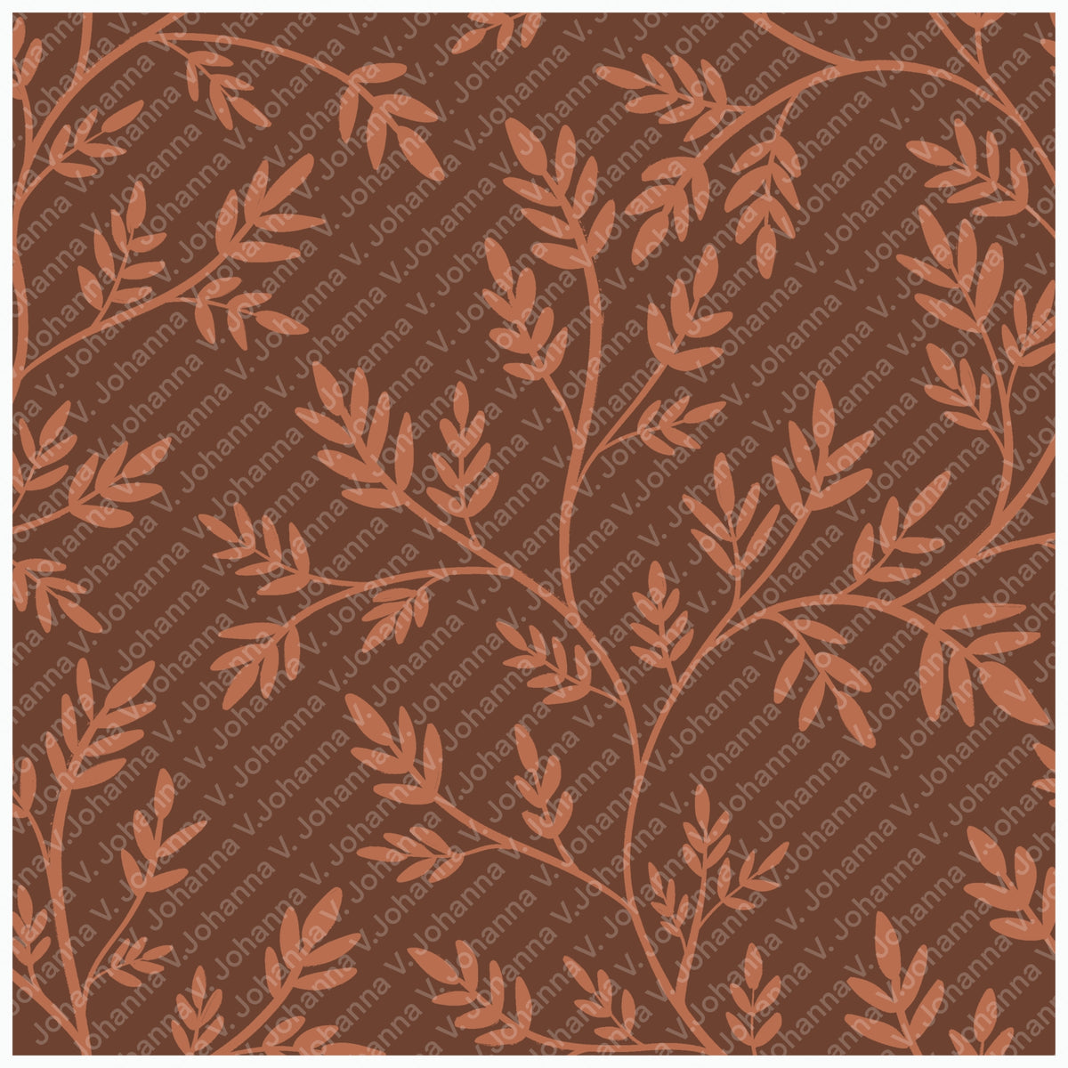 Terracotta Botanical Vine Seamless Pattern – Warm Brown Leafy Background