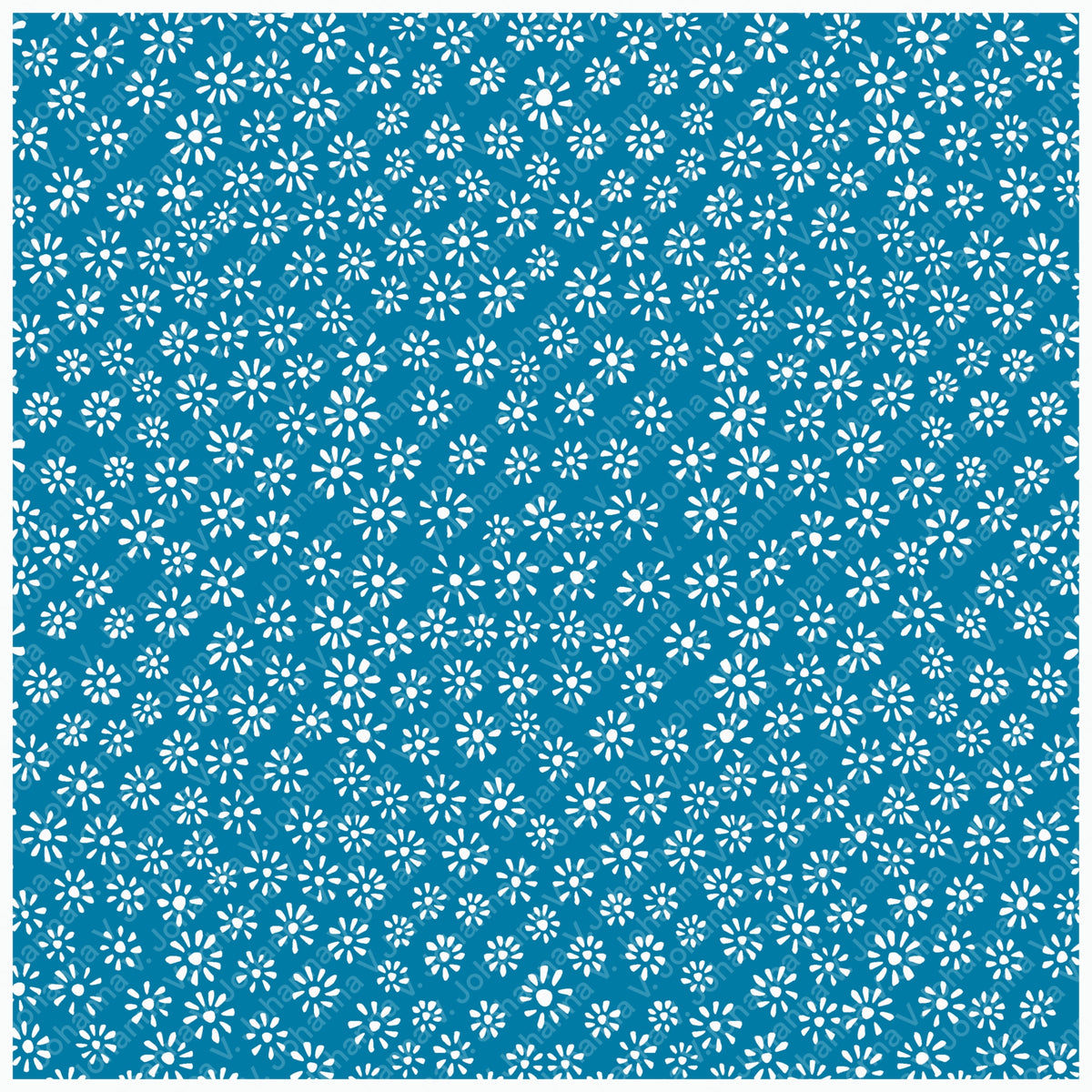 Deep Blue Ditsy Daisy Seamless Pattern – Tiny White Floral Background