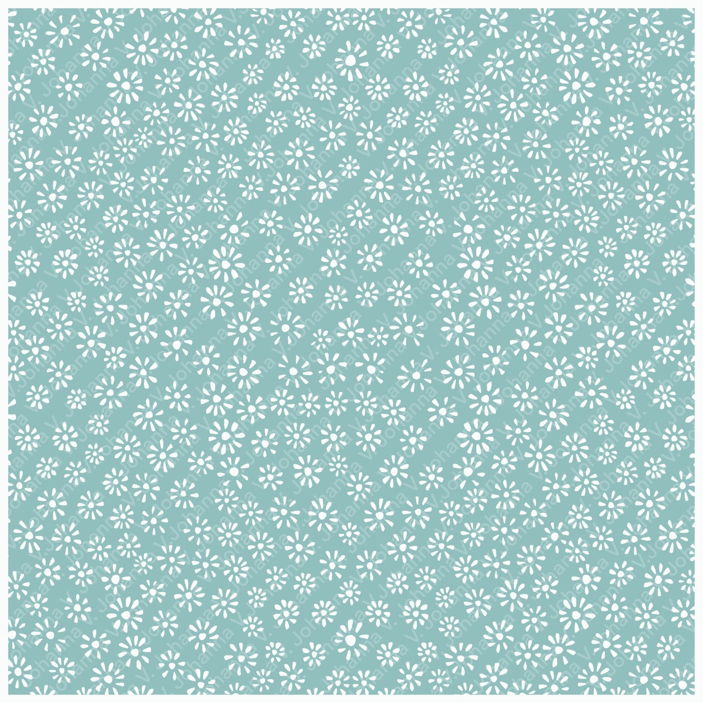 Sage Green Ditsy Daisy Seamless Pattern – Tiny White Floral Background
