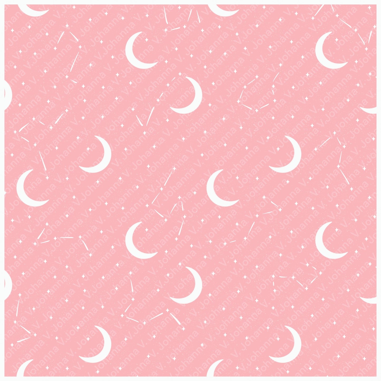 Pink Celestial Moon Seamless Pattern – Crescent Moons, Stars & Constellations