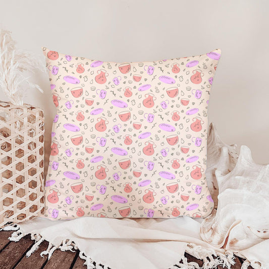 Cozy Tea Time Kitchen | Teacups Pitchers and Fruit Seamless Pattern