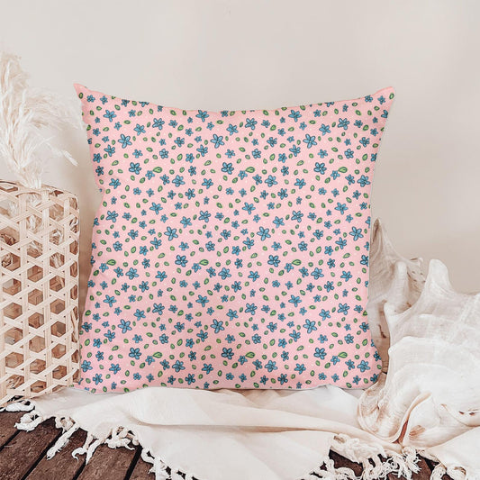 Blue Wildflowers on Blush Pink Seamless Pattern