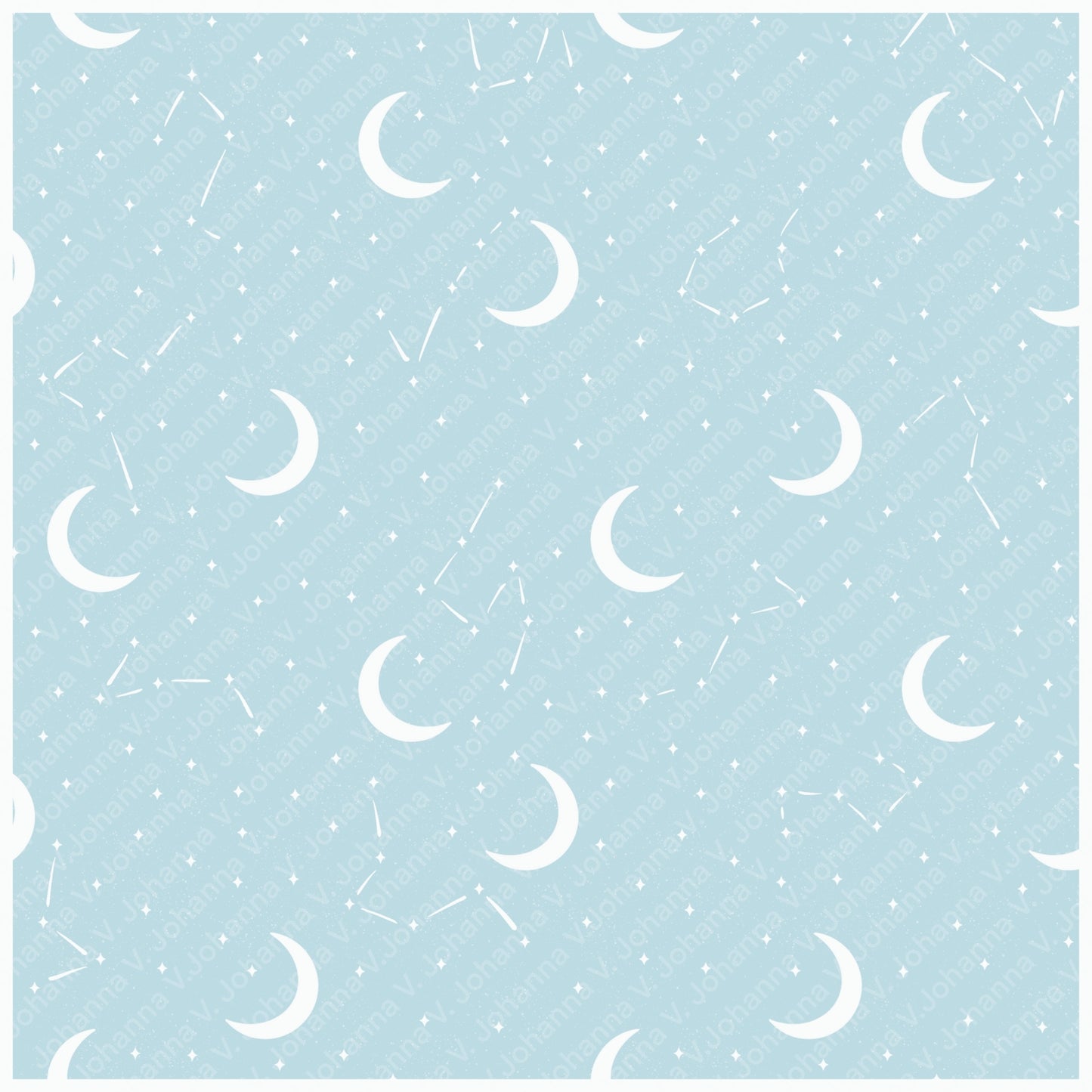 Baby Blue Celestial Moon Seamless Pattern – Crescent Moons, Stars & Constellations