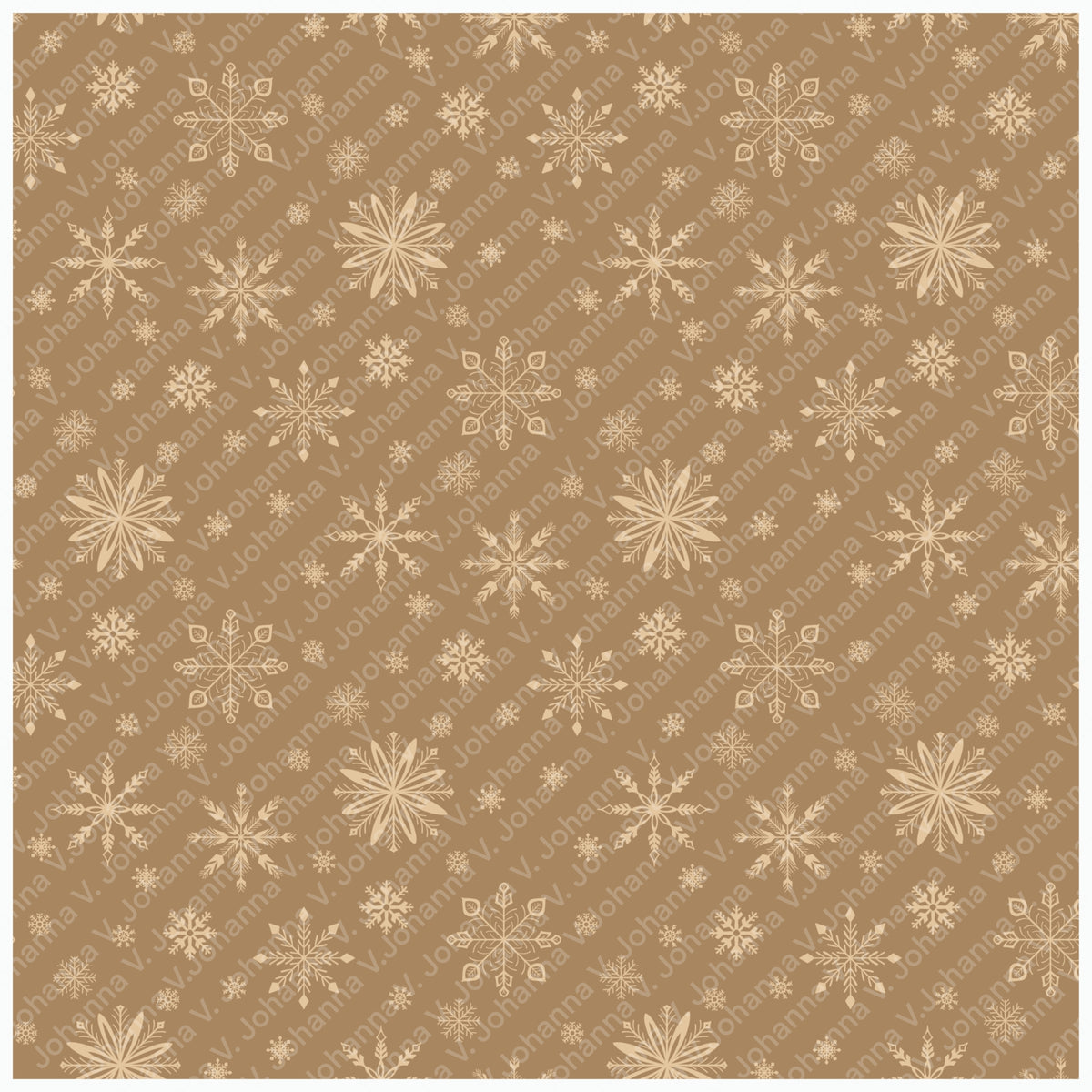 Neutral Snowflake Seamless Pattern – Brown & Cream Winter Snow Design