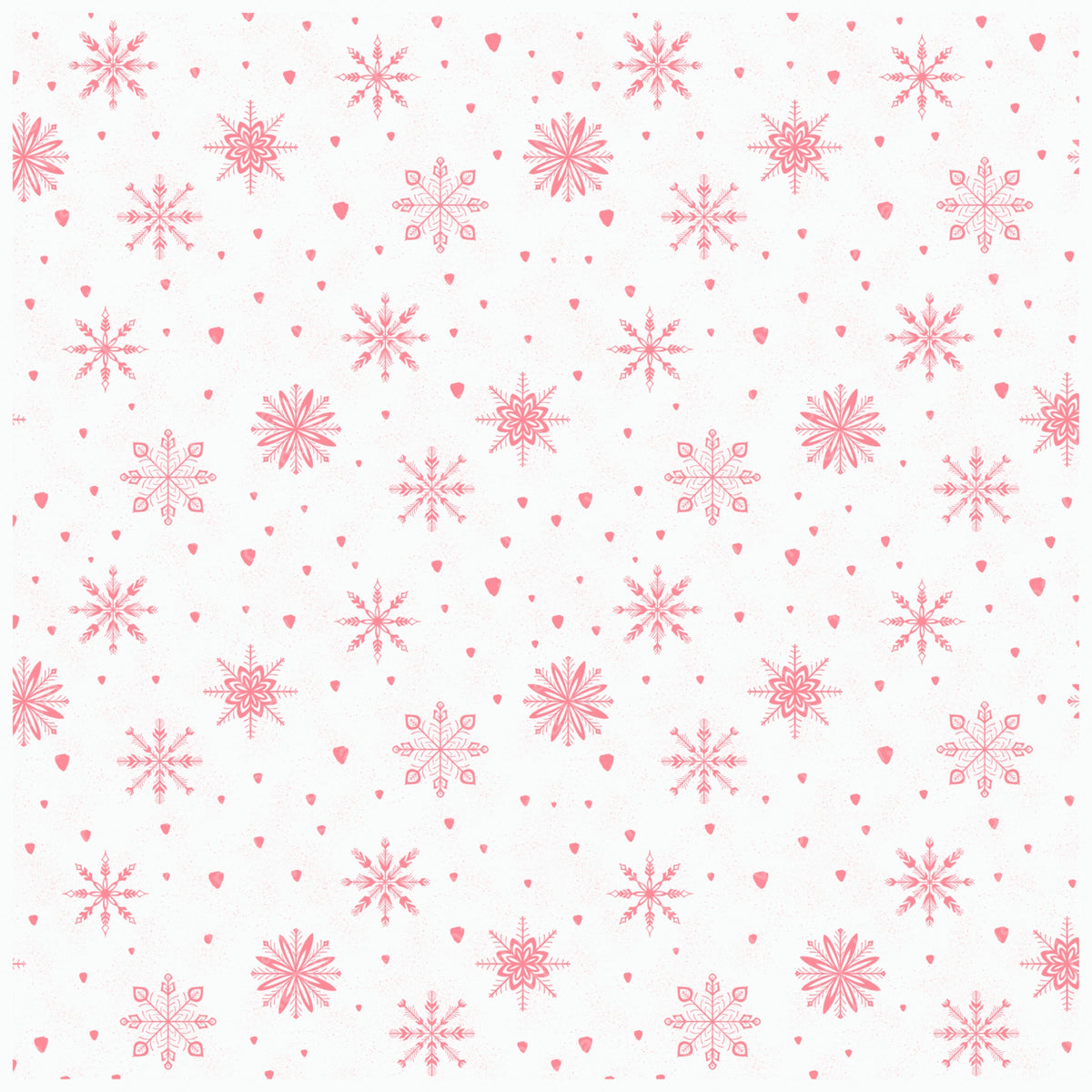 Pink Snowflake Seamless Pattern – Soft Blush Winter Snow & Ice Crystal Design