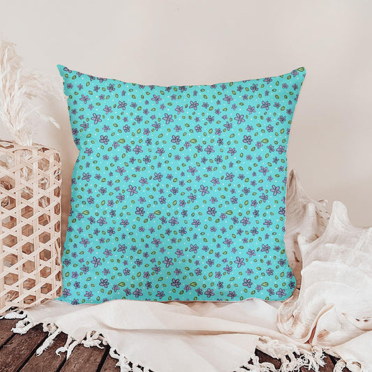 Purple Wildflowers on Turquoise Seamless Pattern