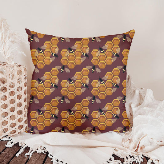 Honey Bees and Honeycomb | Rustic Bee Seamless Pattern