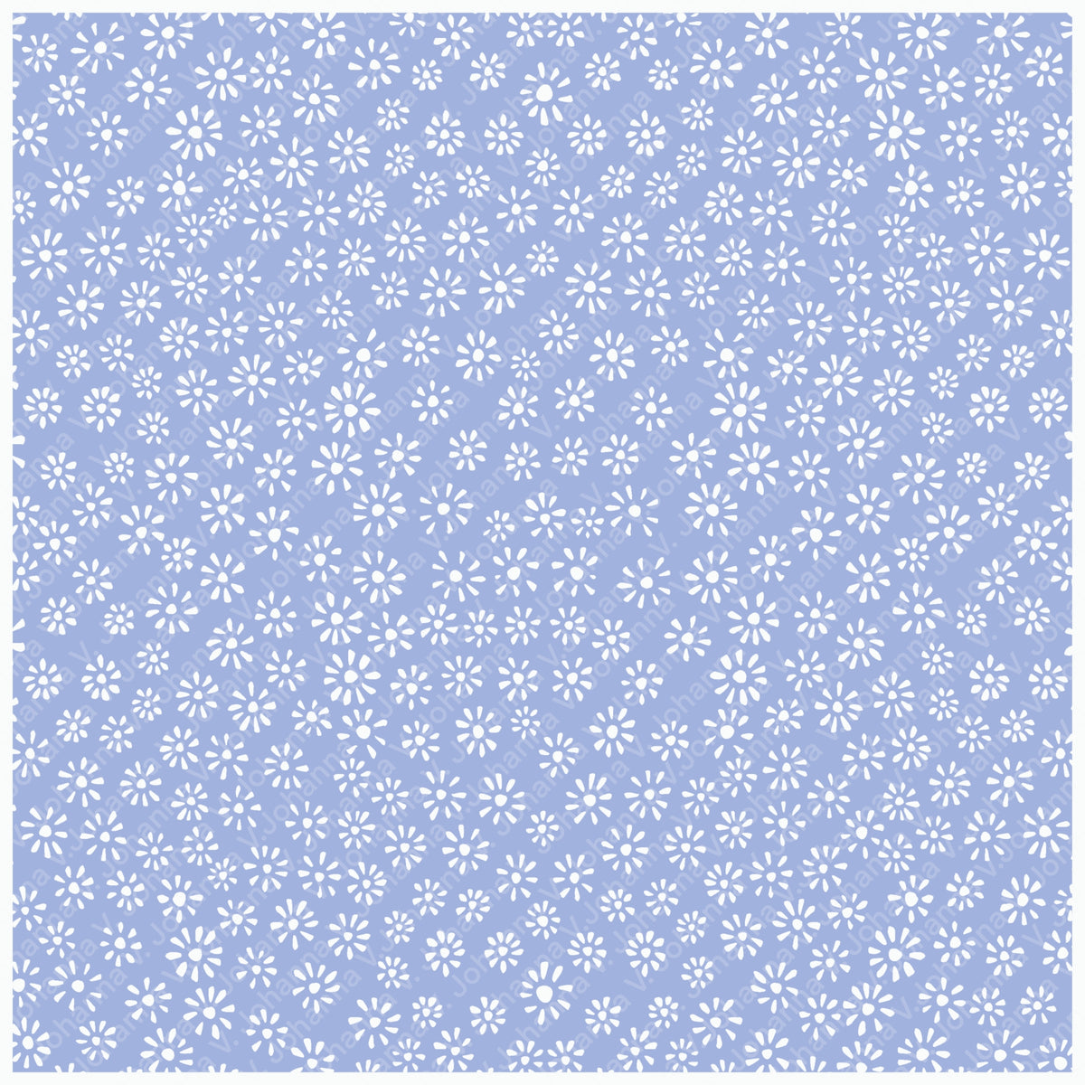 Periwinkle Ditsy Daisy Seamless Pattern – Tiny White Floral Background
