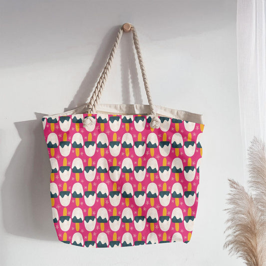 Retro Cream Popsicles on Hot Pink Seamless Pattern