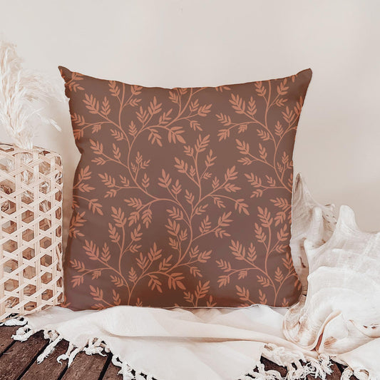 Terracotta Botanical Vine Seamless Pattern – Warm Brown Leafy Background
