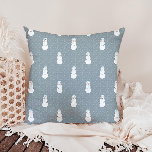 Blue Snowman Winter Seamless Pattern – Whimsical Snowflake Christmas Design