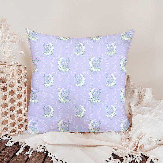 Botanical Crescent Moon Seamless Pattern – Lavender Celestial Wildflower Design