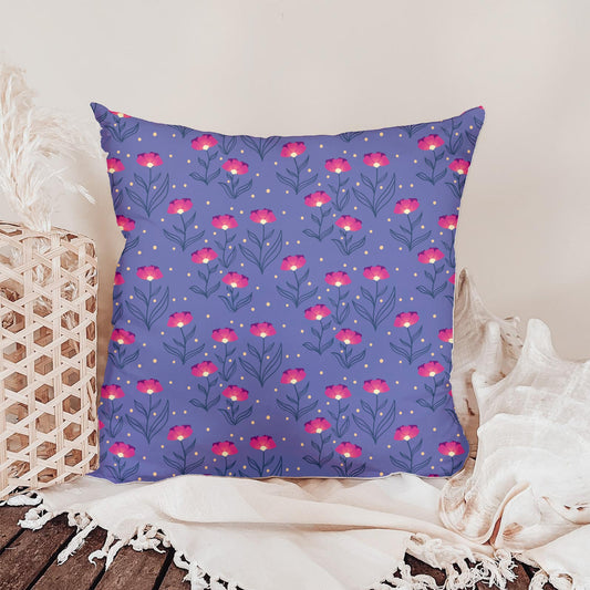 Sunset Flowers Seamless Pattern – Retro Coral & Blue Boho Floral Design