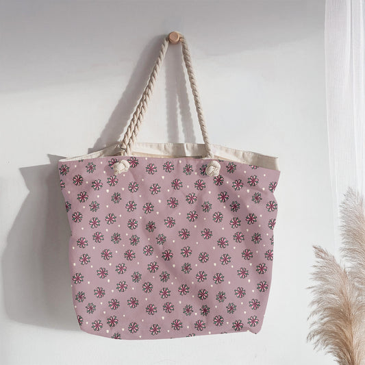 Pink Doodle Flower Seamless Pattern – Whimsical Floral on Dusty Mauve