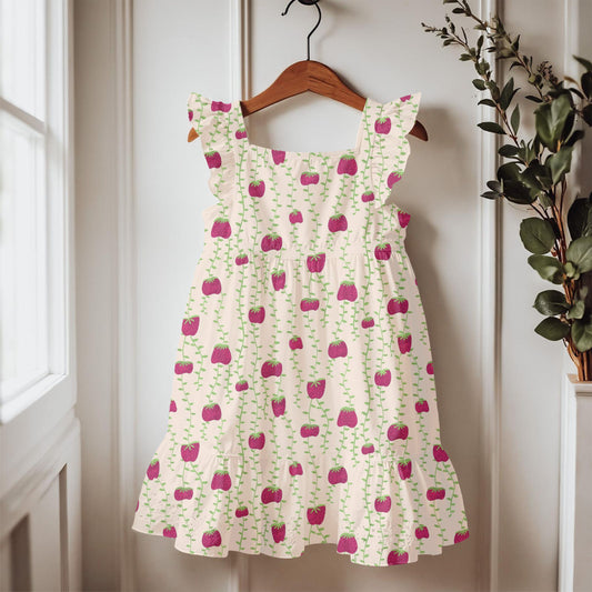 Hanging Strawberries on Cream Seamless Pattern