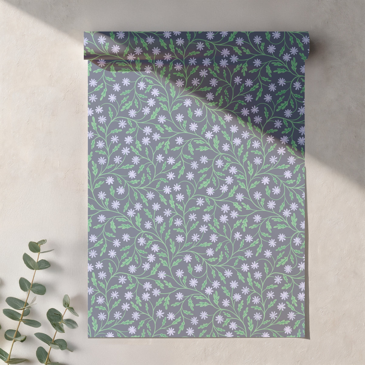 Purple Wildflower Vine Seamless Pattern – Lavender Floral Botanical Garden Design