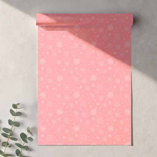 Pink Snowflake Seamless Pattern – Blush Winter Snow & Whimsical Ice Crystal Design