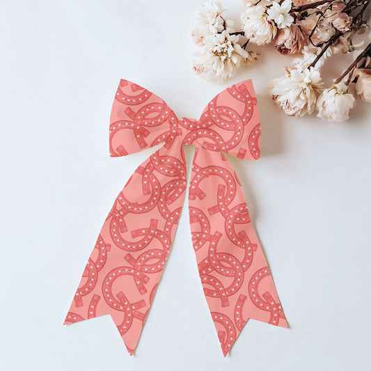 Pink Horseshoe Seamless Pattern – Western Coral Horseshoe Print on Blush | Cute Western Surface Design | Commercial Use