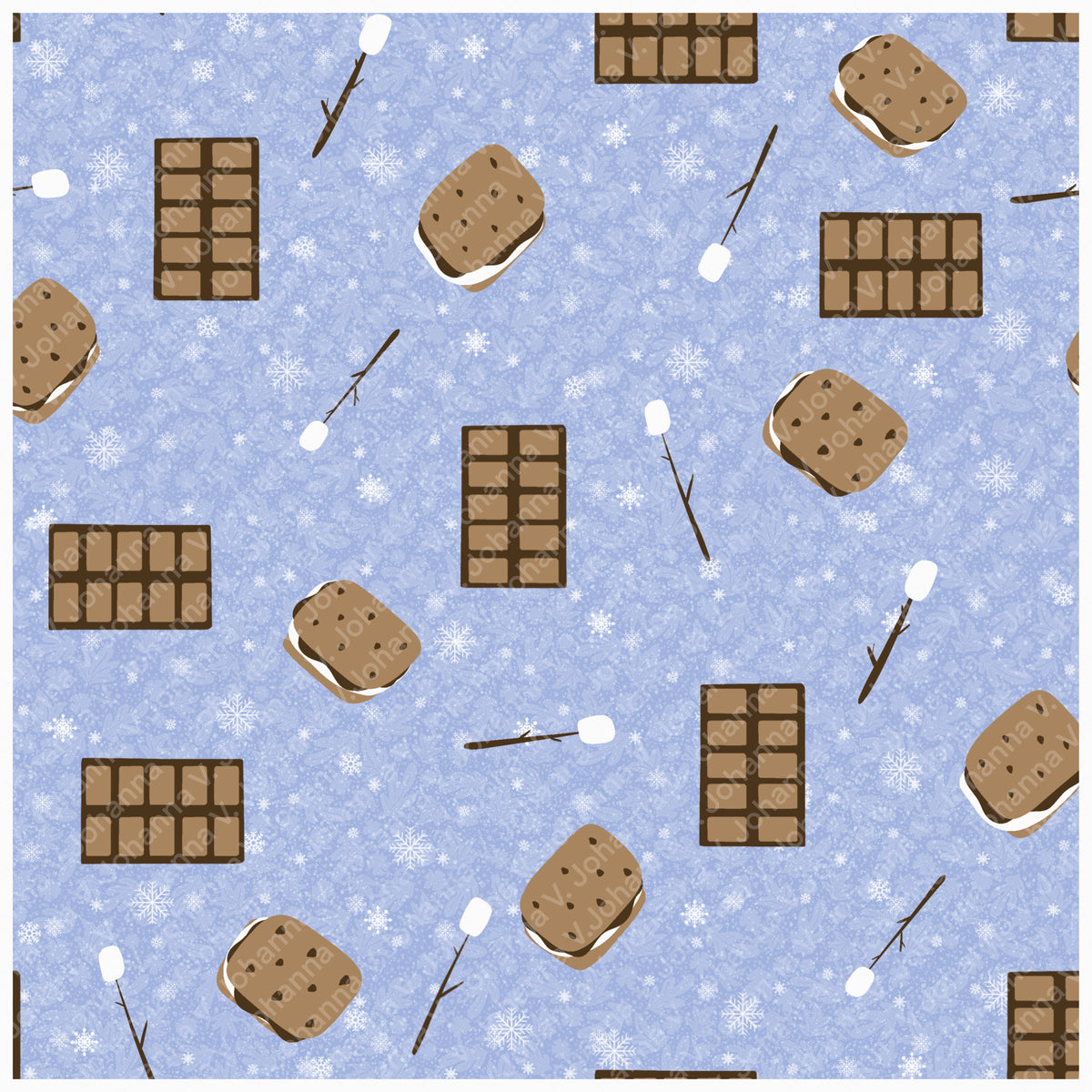 Cozy Winter Seamless Pattern Bundle Purple | S’mores, Snowmen, Mittens & Marshmallows | 12x12 PNG | Digital Download | Commercial & Personal