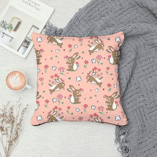 Seamless Bunny Floral Pattern Pink | Bunnies & Flowers | Cute Spring Digital Paper PNG for Sublimation & POD