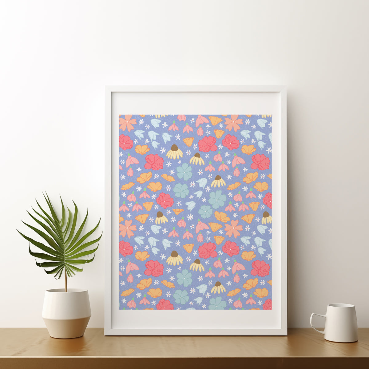 Wildflower Meadow Canvas Wall Art – Botanical Floral Print in Periwinkle