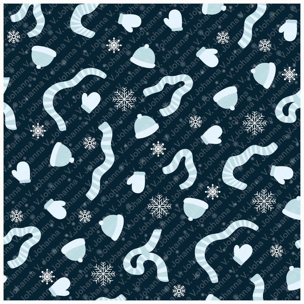 Cozy Winter Seamless Pattern Bundle Blue | S’mores, Snowmen, Mittens & Marshmallows | 12x12 PNG | Digital Download | Commercial & Personal