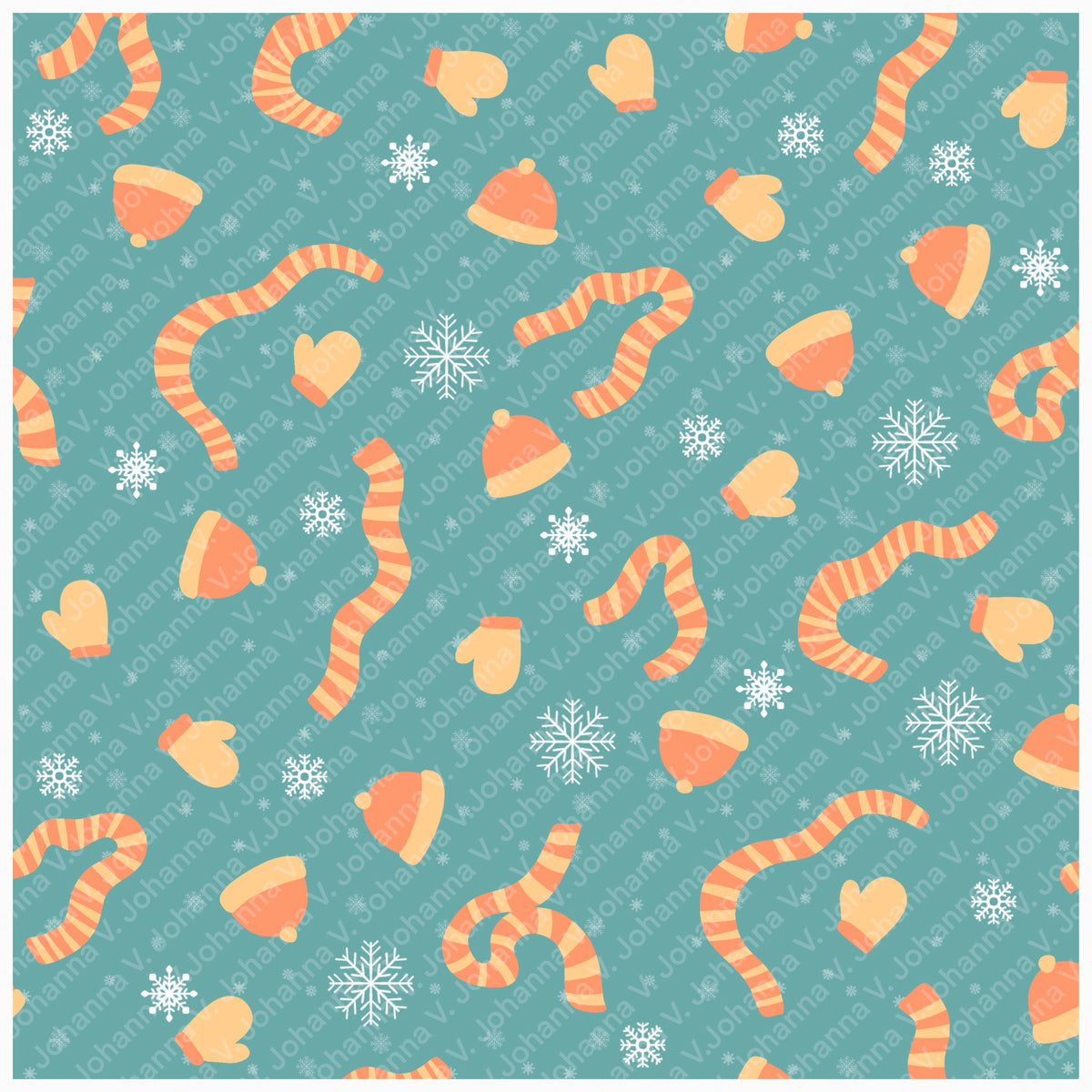 Cozy Winter Seamless Pattern Bundle Orange | S’mores, Snowmen, Mittens & Marshmallows | 12x12 PNG | Digital Download | Commercial & Personal