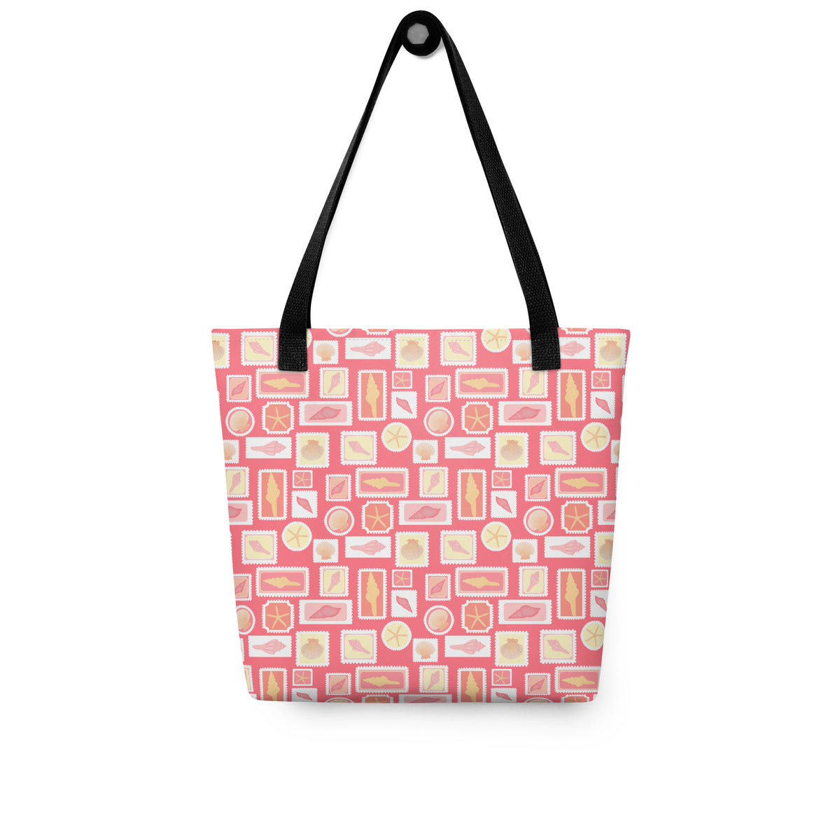 Seashell Tote Bag | Pink Coastal Aesthetic Bag | Vintage Seashell Stamp Tote | Blushing Hour Beach Tote | Cottagecore Market Bag