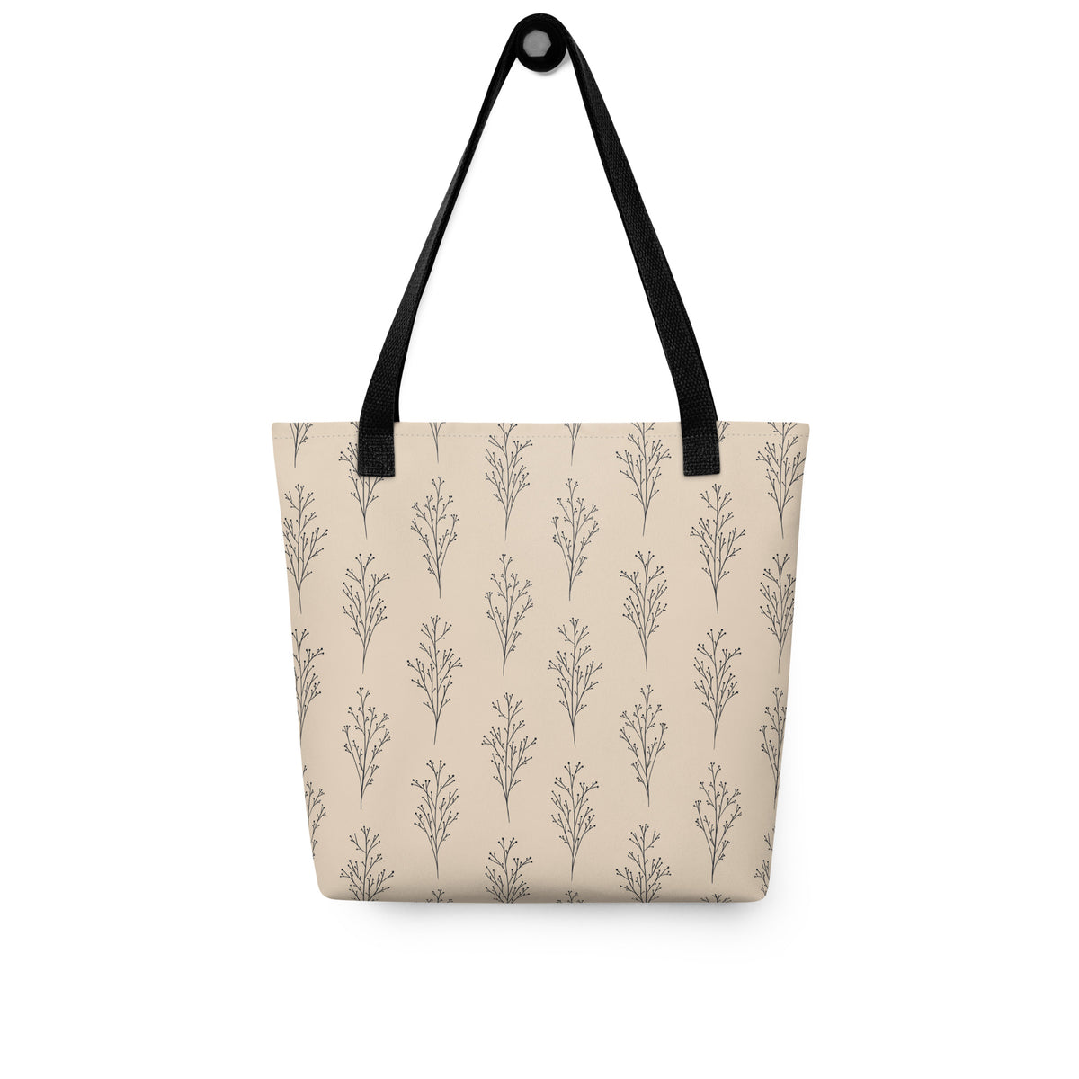 Cream & Black Botanical Tote Bag | Minimalist Everyday Tote
