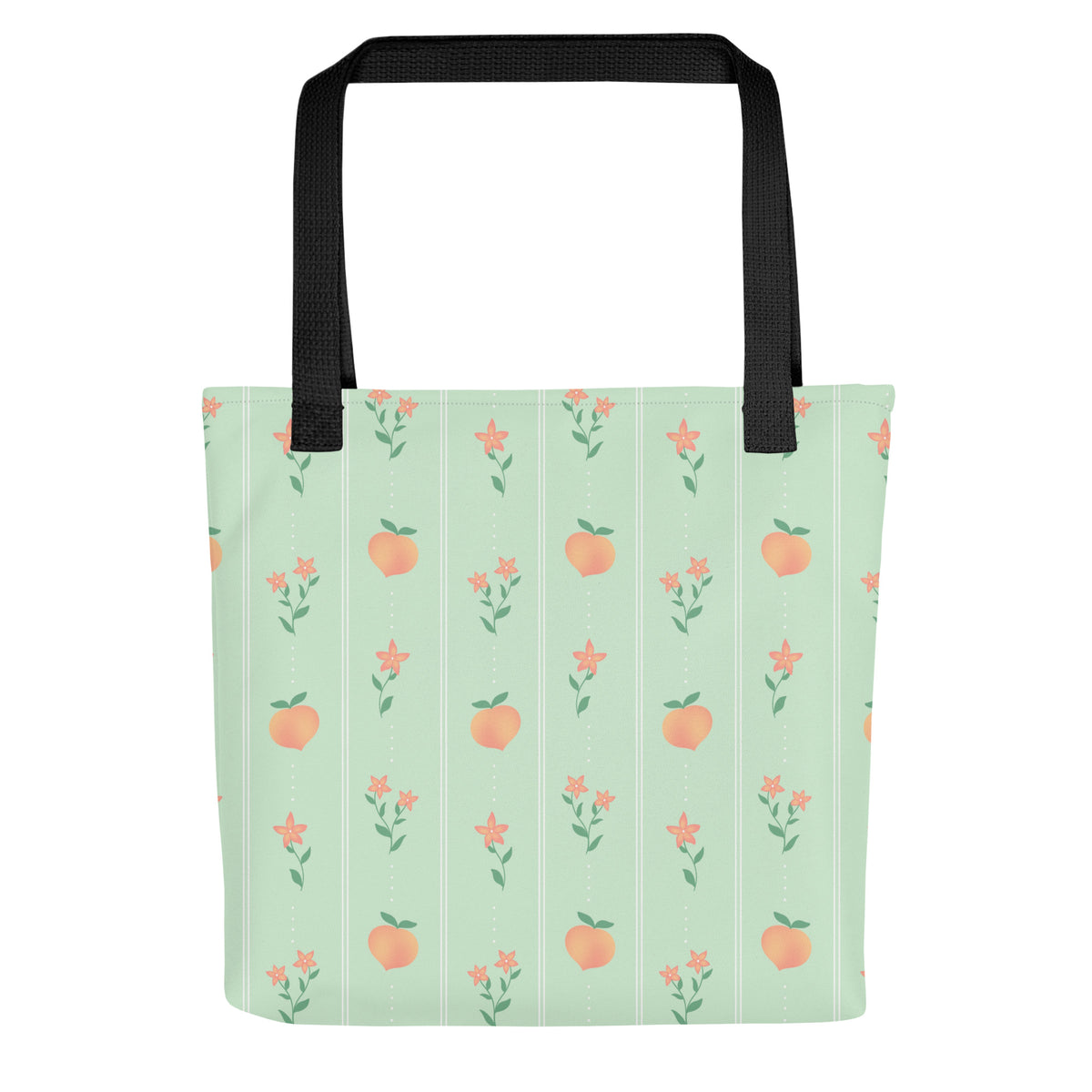 Mint Peach Blossom Tote Bag | Cottage Garden Tote | Botanical Market Bag | Blossom & Peach Collection