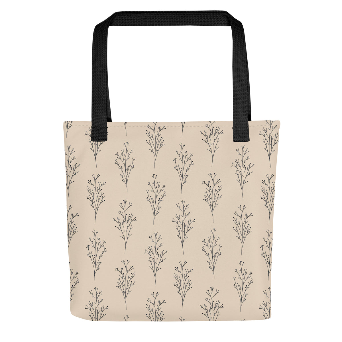 Cream & Black Botanical Tote Bag | Minimalist Everyday Tote