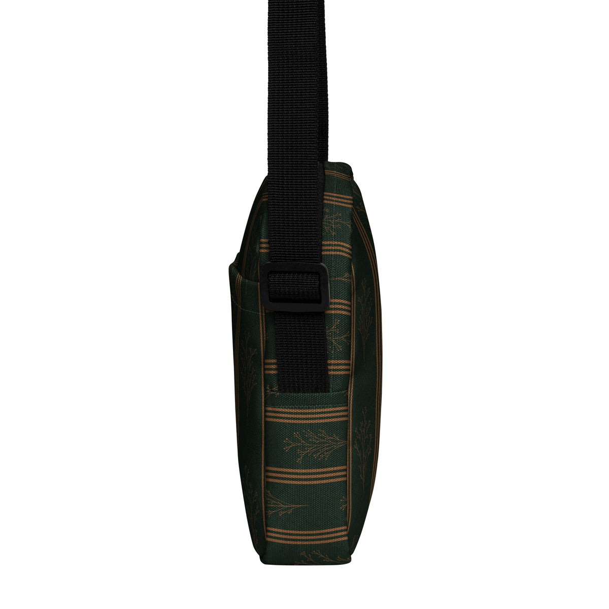 Green & Gold Botanical Crossbody Bag | Vintage Striped Purse