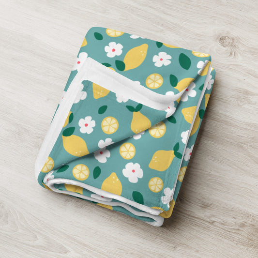 Lemon Blossom Throw Blanket – Cozy Citrus Floral Summer Blanket