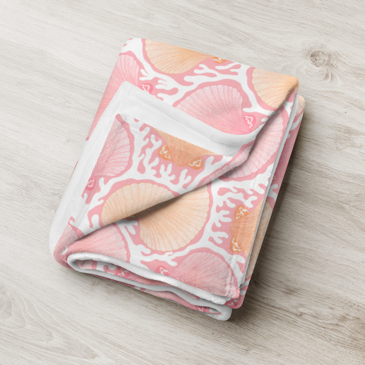 Coastal Seashell Blanket | Pink Beach Aesthetic Throw | Ocean Inspired Cozy Blanket | Pastel Shell Throw | Soft Coastal Home Decor Gift
