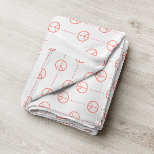 Retro Sunset Peace Sign Throw Blanket | Colorful Retro Fleece Blanket | Boho Cozy Blanket | Soft Sunset Home Decor
