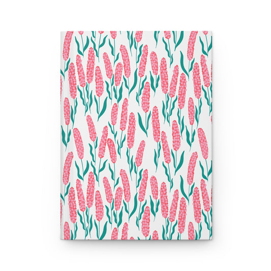 Pink Floral Hardcover Journal | Cottagecore Matte Notebook for Writing & Journaling