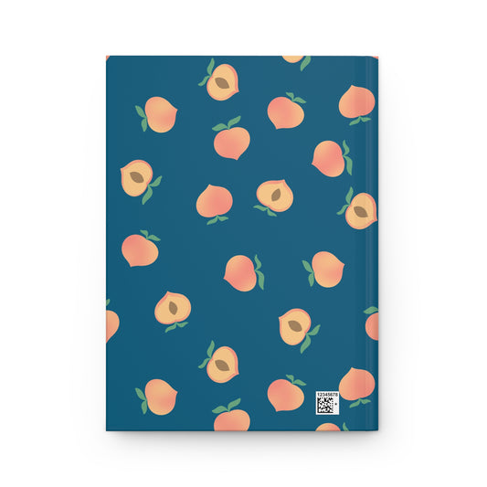 Coastal Peach Journal | Blue Peach Hardcover Notebook | Cottagecore Writing Journal | Botanical Peach Diary | Scattered Peach Notebook