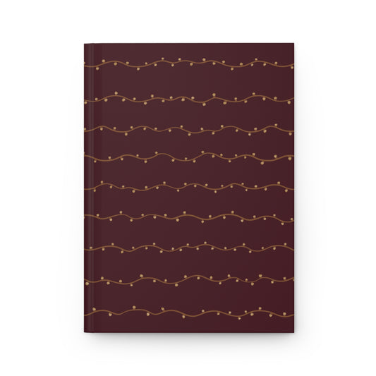 Red Vintage Christmas Lights Hardcover Journal | Holiday Lined Notebook
