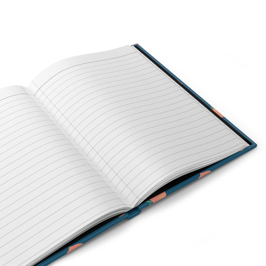 Coastal Peach Journal | Blue Peach Hardcover Notebook | Cottagecore Writing Journal | Botanical Peach Diary | Scattered Peach Notebook